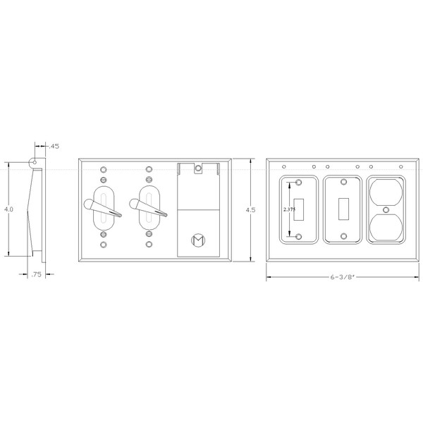 Mulberry Electrical Box Cover, 3 Gang, Rectangular, Aluminum, Duplex Receptacle and Toggle Switch 30479